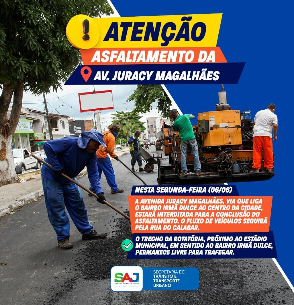 Prefeitura retoma terceira etapa da obra de asfaltamento, na Avenida Juracy Magalhães