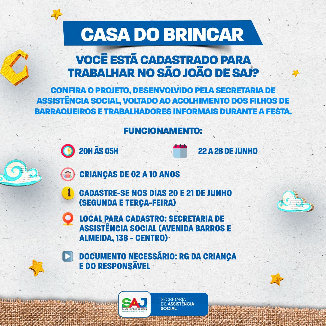 Secretaria de Assistência Social (SMAS) prepara projeto Casa Do Brincar, para o São João 2022