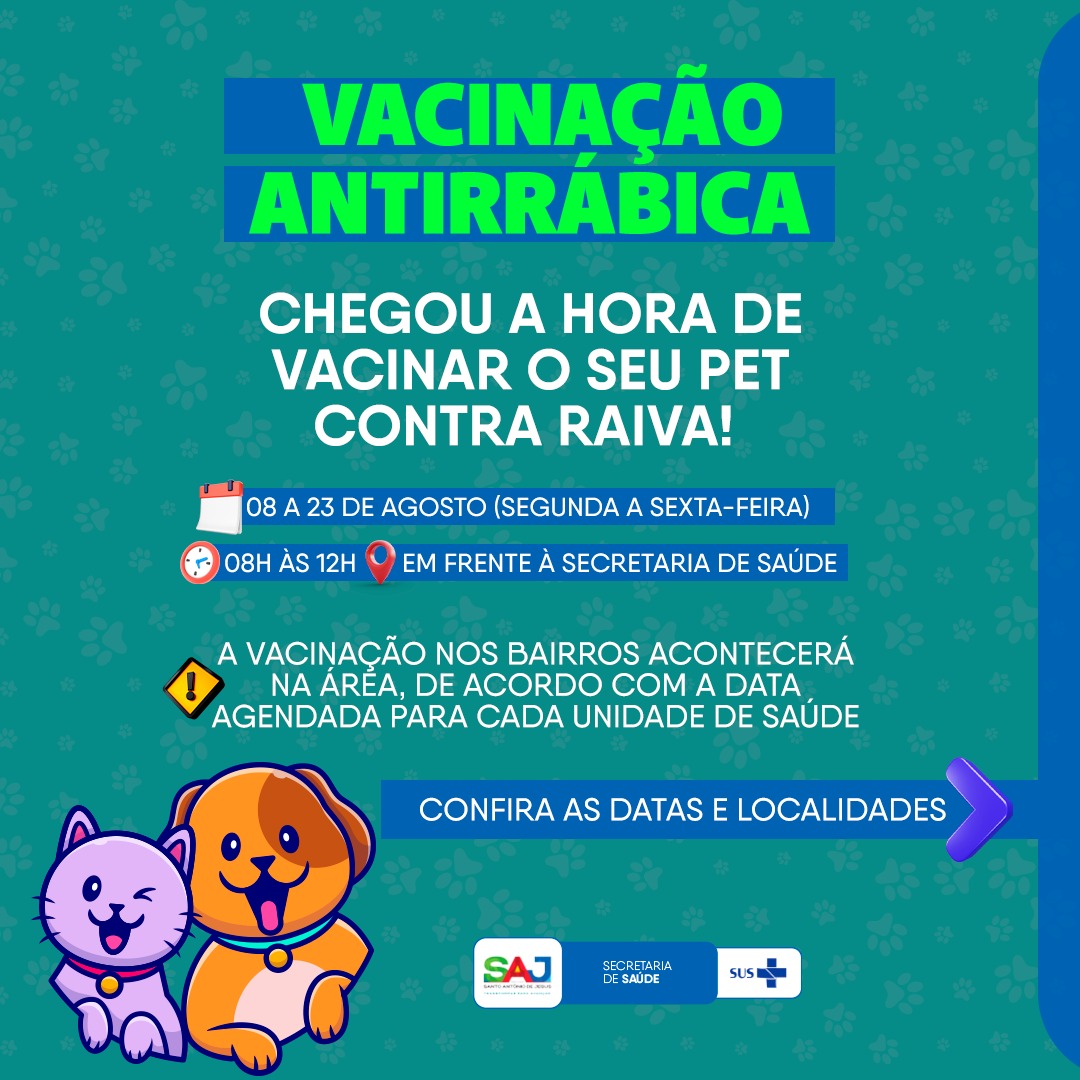 Prefeitura de Santo Antônio de Jesus está realizando campanha de vacinação Antirrábica