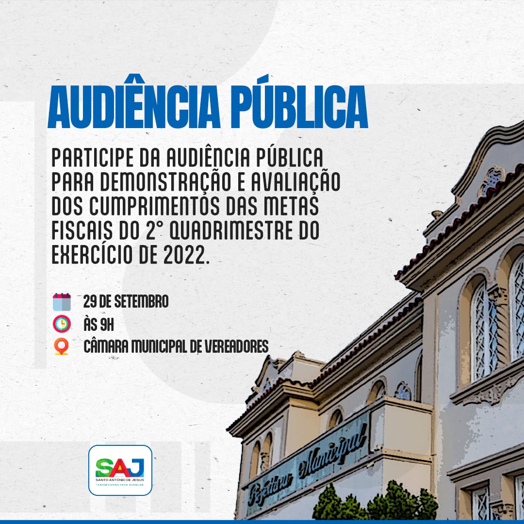 Prefeitura informa à população acerca de audiência pública a ser realizada em 29 de setembro