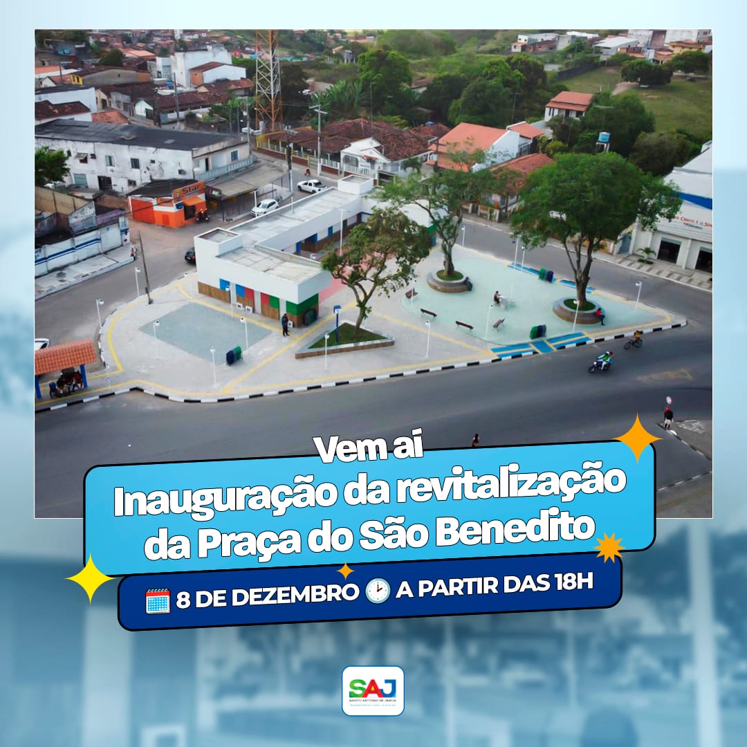 Prefeitura realizará, na quinta-feira (08), reinauguração da Praça do São Benedito