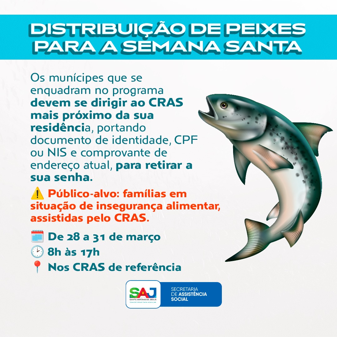 Prefeitura de Santo Antônio de Jesus deu início à distribuição das senhas para recebimento dos peixes