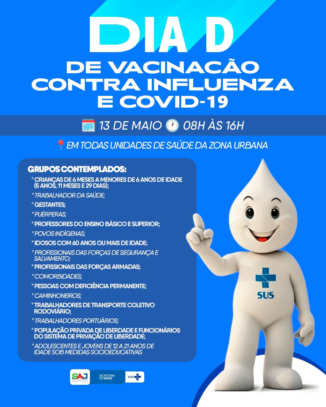 Prefeitura de Santo Antônio de Jesus realizará Dia D de vacinação contra a influenza