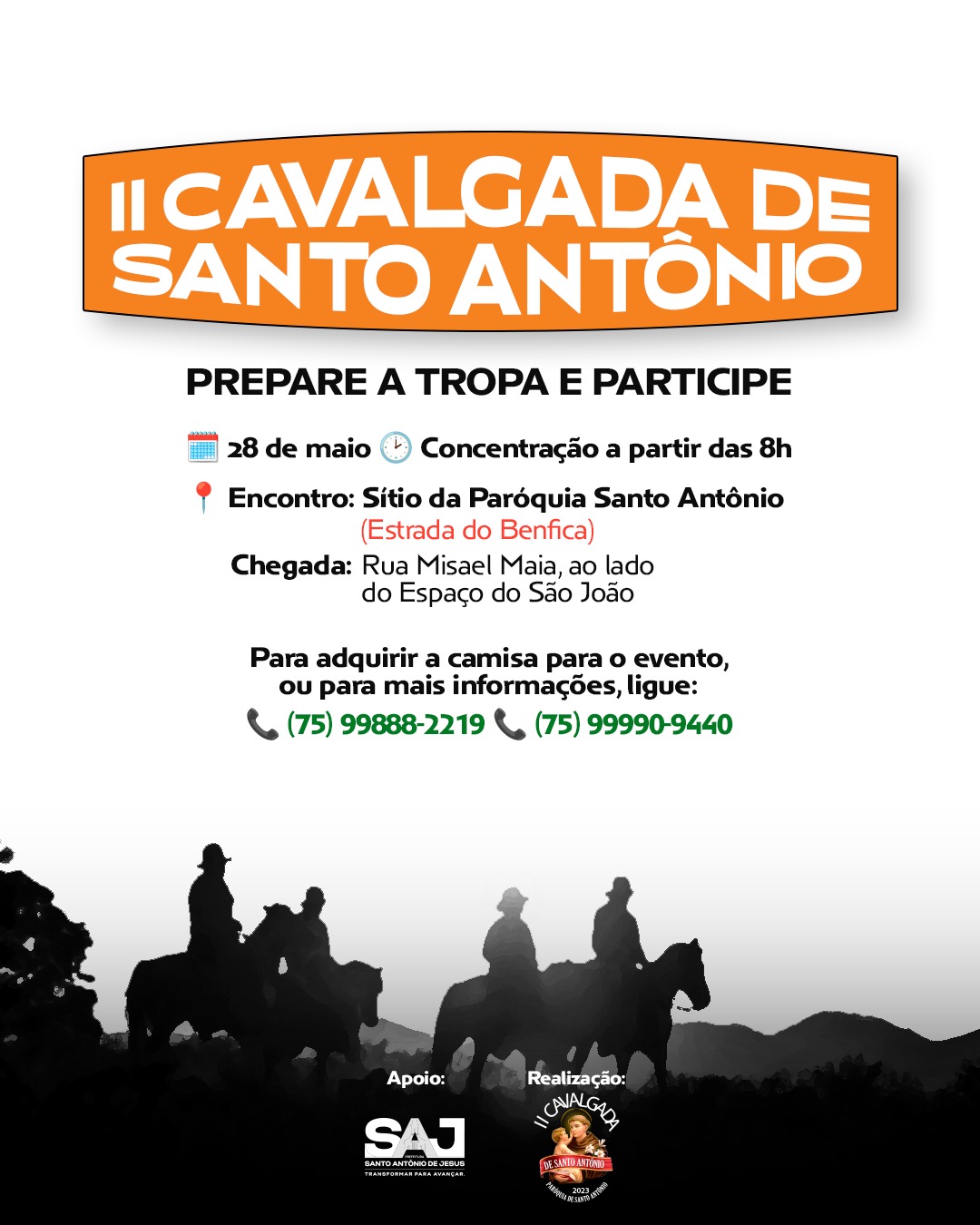 Prefeitura, através da Secretaria de Cultura (SCTJ), apoiará a realização da II Cavalgada de Santo Antônio