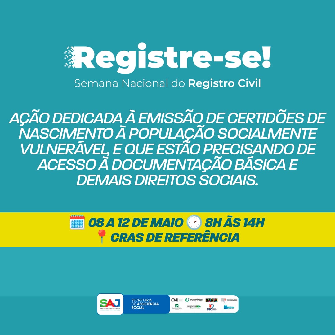 Prefeitura de Santo Antônio de Jesus apoiará a realização da Semana Nacional do Registro Civil