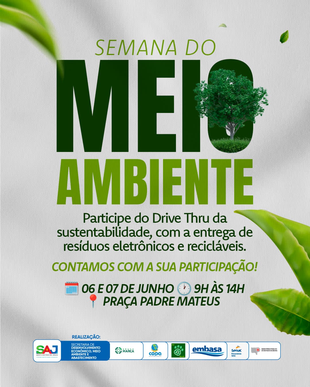 Prefeitura de Santo Antônio de Jesus convida imprensa para Semana do Meio Ambiente com Drive Thru da Sustentabilidade
