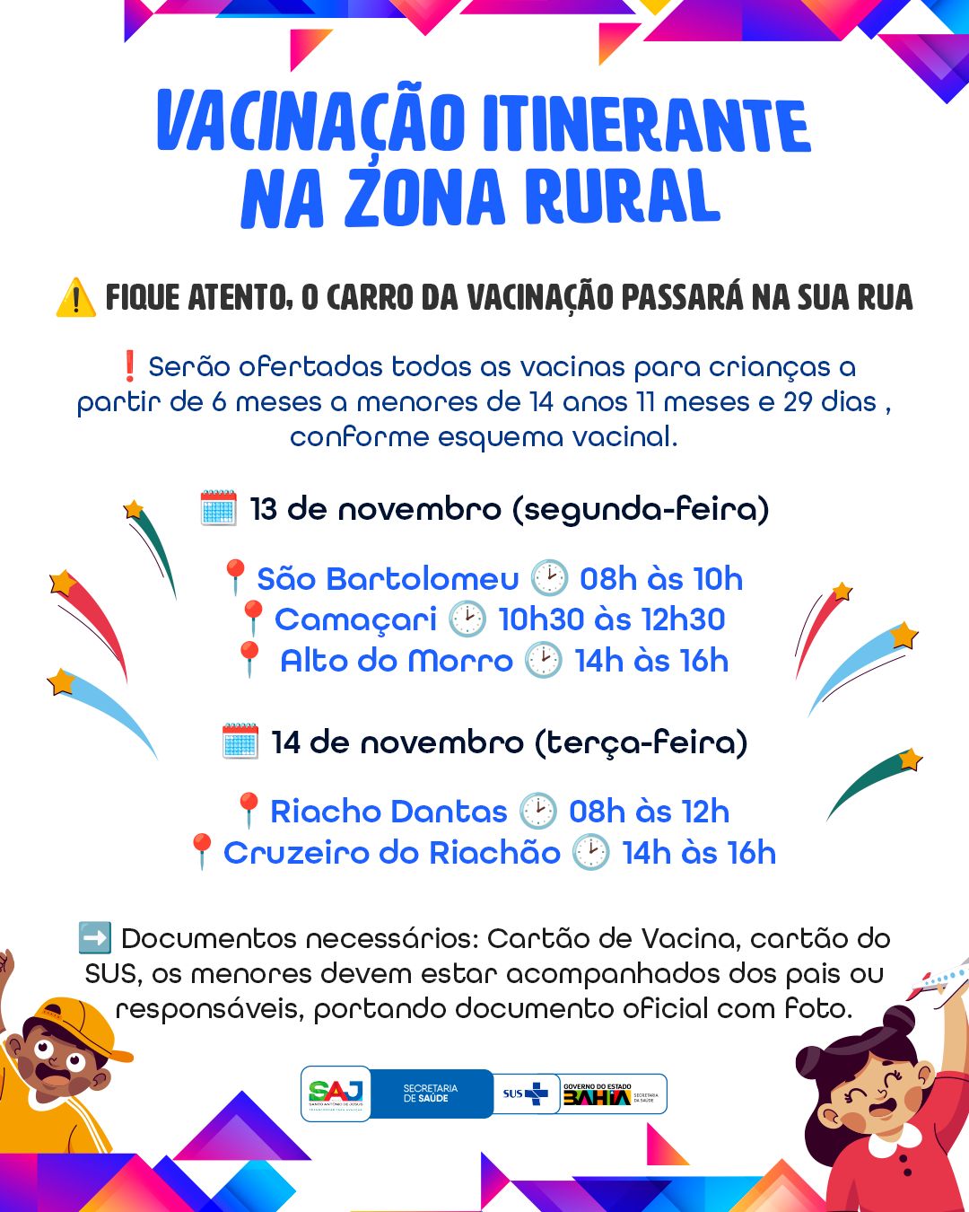 Prefeitura de Santo Antônio de Jesus realizará, com apoio da SESAB, Vacinação Itinerante na Zona Rural