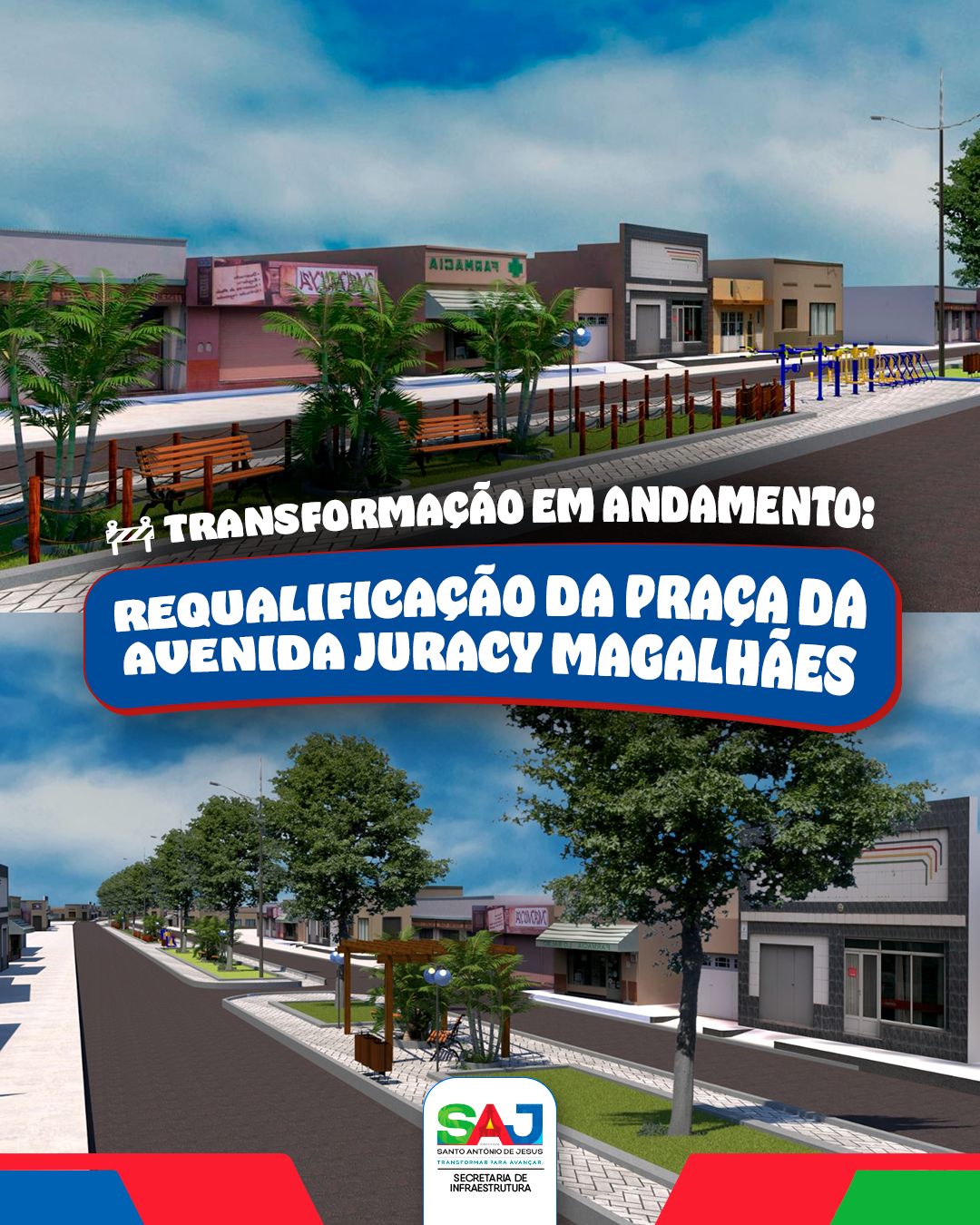 Prefeitura de Santo Antônio de Jesus está requalificando canteiro central da Avenida Juracy Magalhães